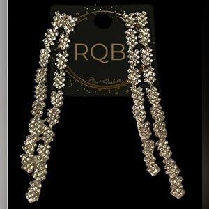 Silver Crystal Long Earrings